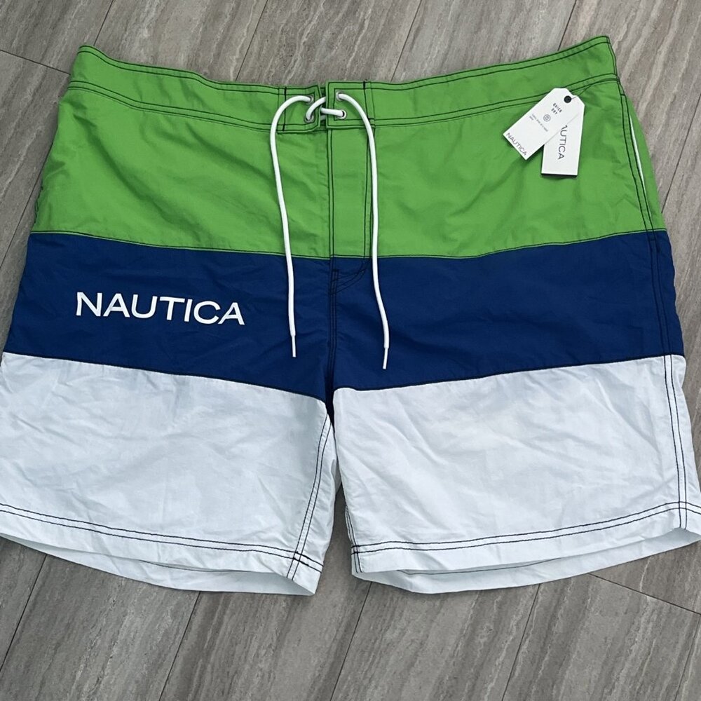 Nautica Men's Swim Trunks 3XL Quick Dry 8.5” Inseam Blue Green  NWT